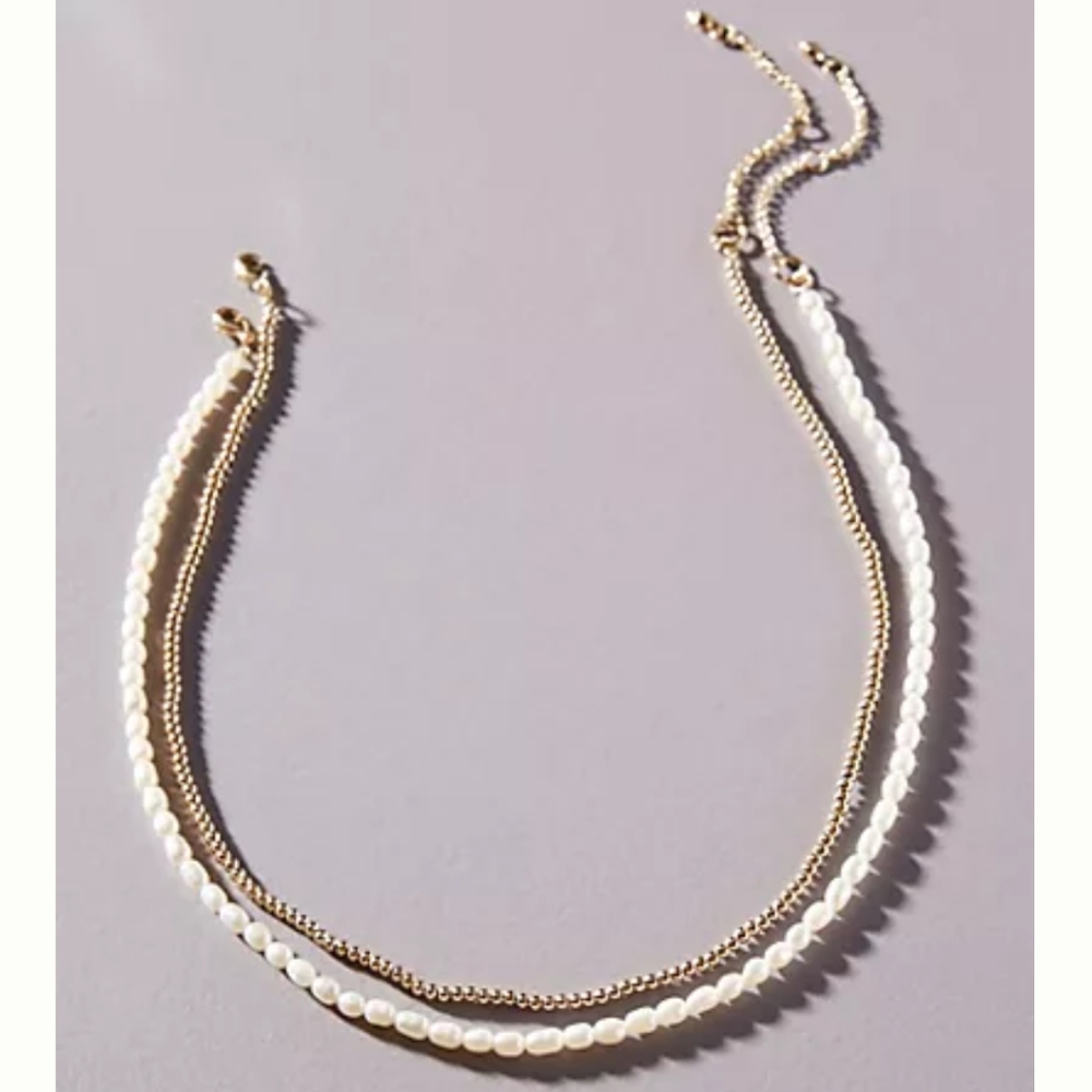 2pcs Anthropologi Luca Pearl Necklace Set NWT